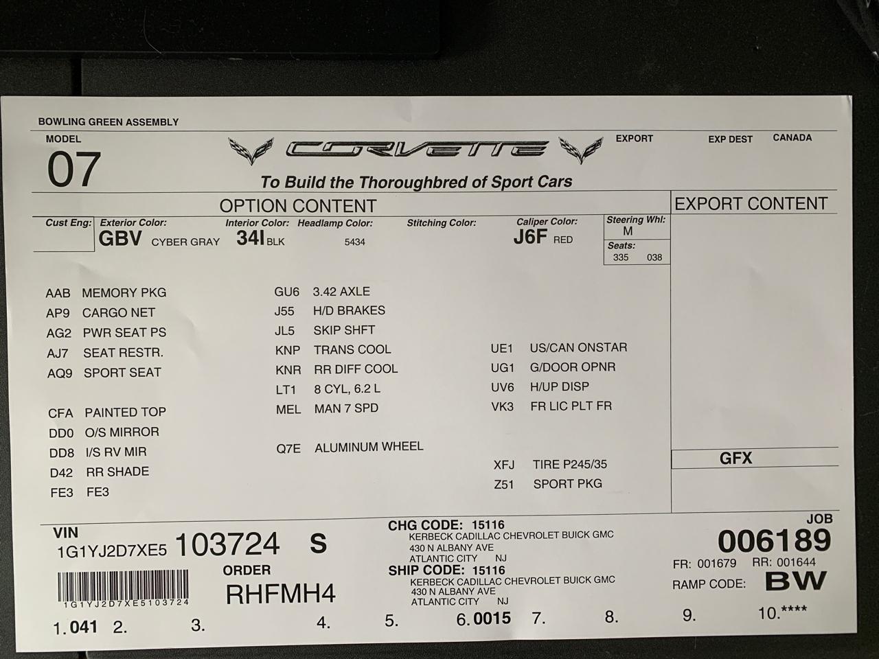 Chevrolet Corvette Stingray 2dr Z51 Cpe w/2LT 2014