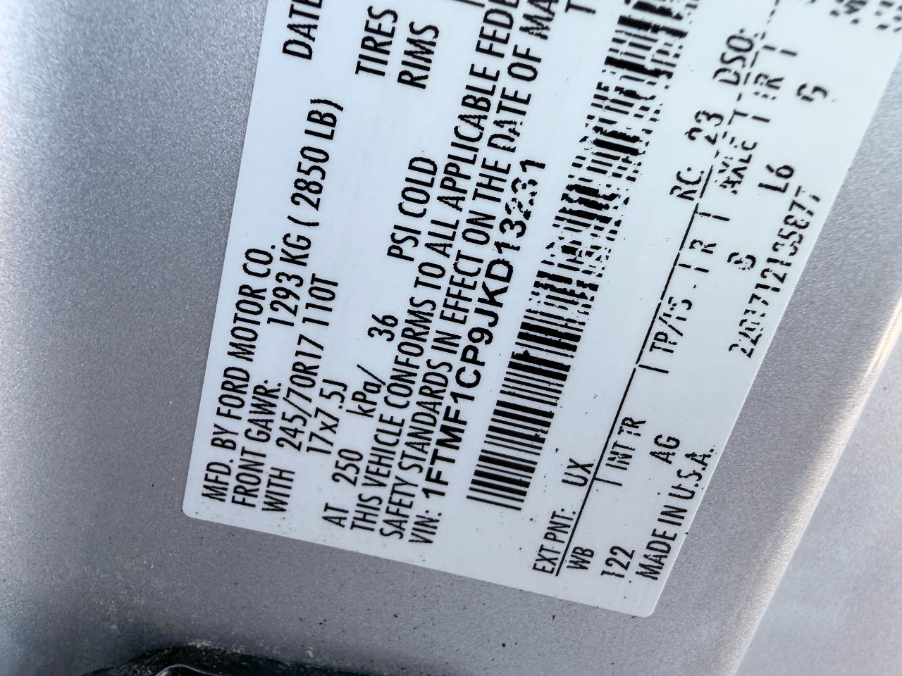 Ford F-150 XL 2WD Reg Cab 8' Box 2018