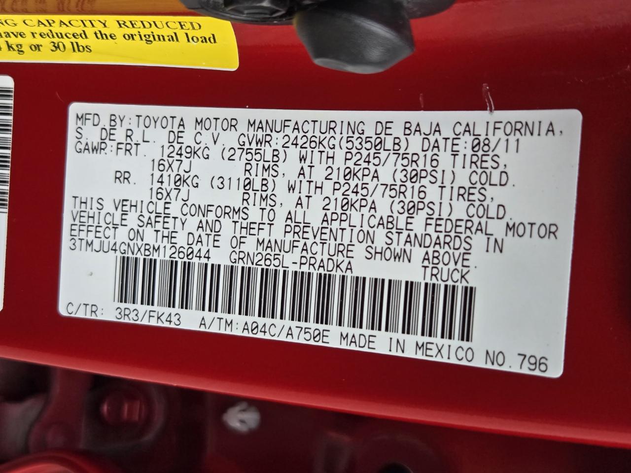 Toyota Tacoma PreRunner 2WD 2011