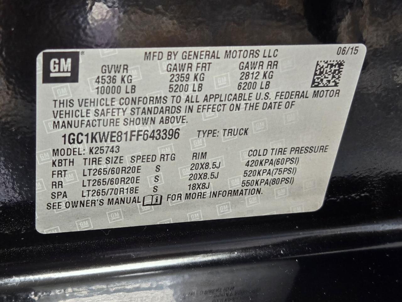 Chevrolet Silverado 2500HD Built After Aug 14  2015