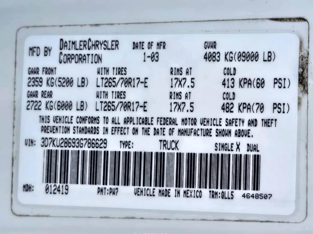 Dodge Ram 2500 SLT Quad Cab 4WD 2003