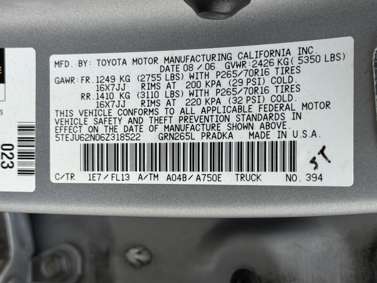 Toyota Tacoma PreRunner Double Cab 2WD 2006