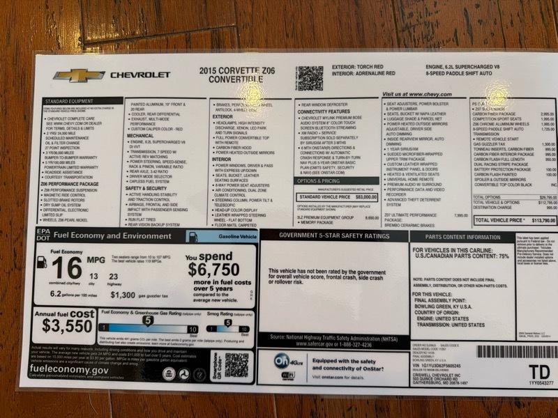 Chevrolet Corvette 3LZ Z06 Convertible 2015