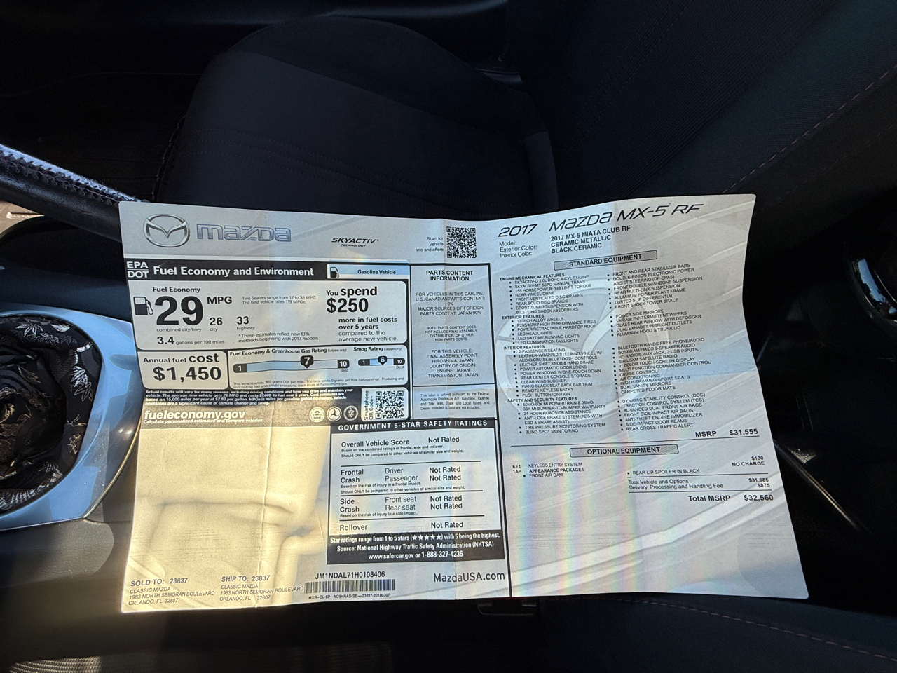 Mazda MX-5 Miata RF Club Manual 2017