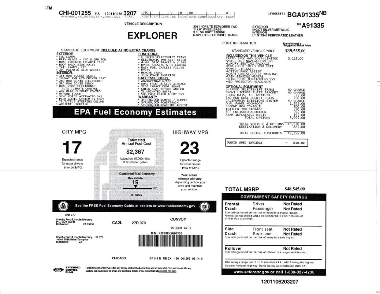 Ford Explorer 4WD 4dr Limited 2011