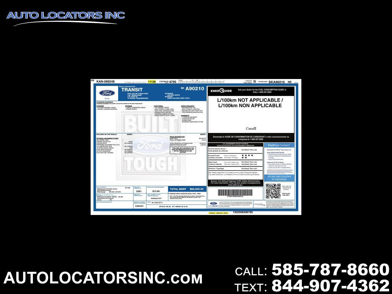 2025 Ford Transit 250 Van High Roof w/Sliding Pass. 148-in. WB