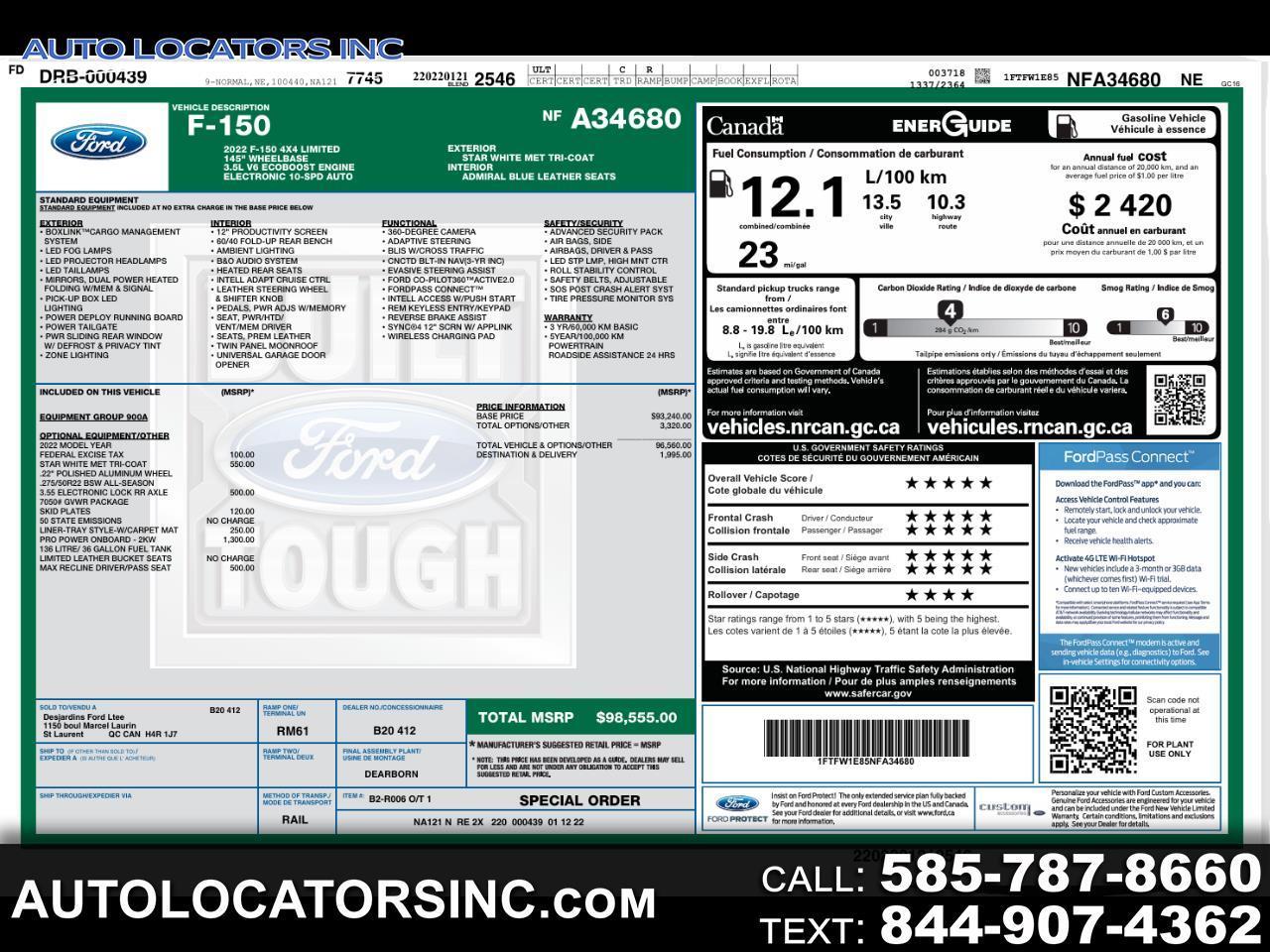 2022 Ford F-150 Limited 4WD SuperCrew 5.5' Box