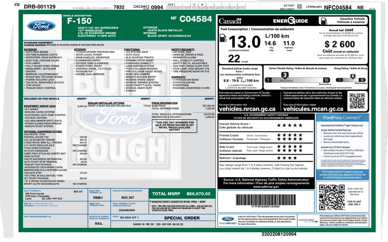 Ford F-150 XLT SuperCrew 6.5-ft. Bed 4WD 2022