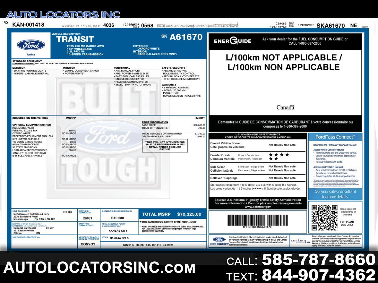 2025 Ford Transit 250 Van Med. Roof w/Sliding Pass. 148-in. WB