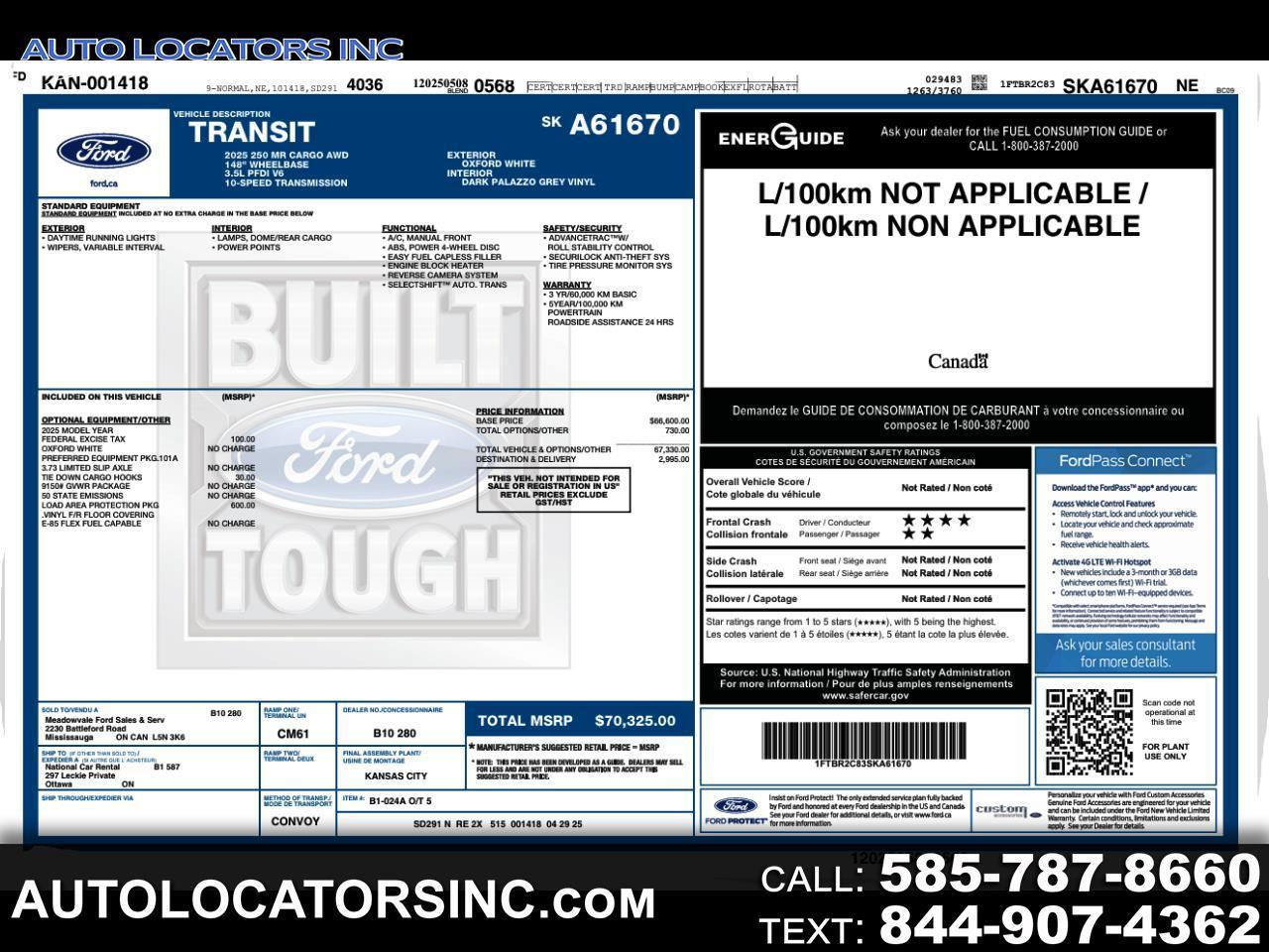 2024 Ford Transit 250 Van Med. Roof w/Sliding Pass. 148-in. WB