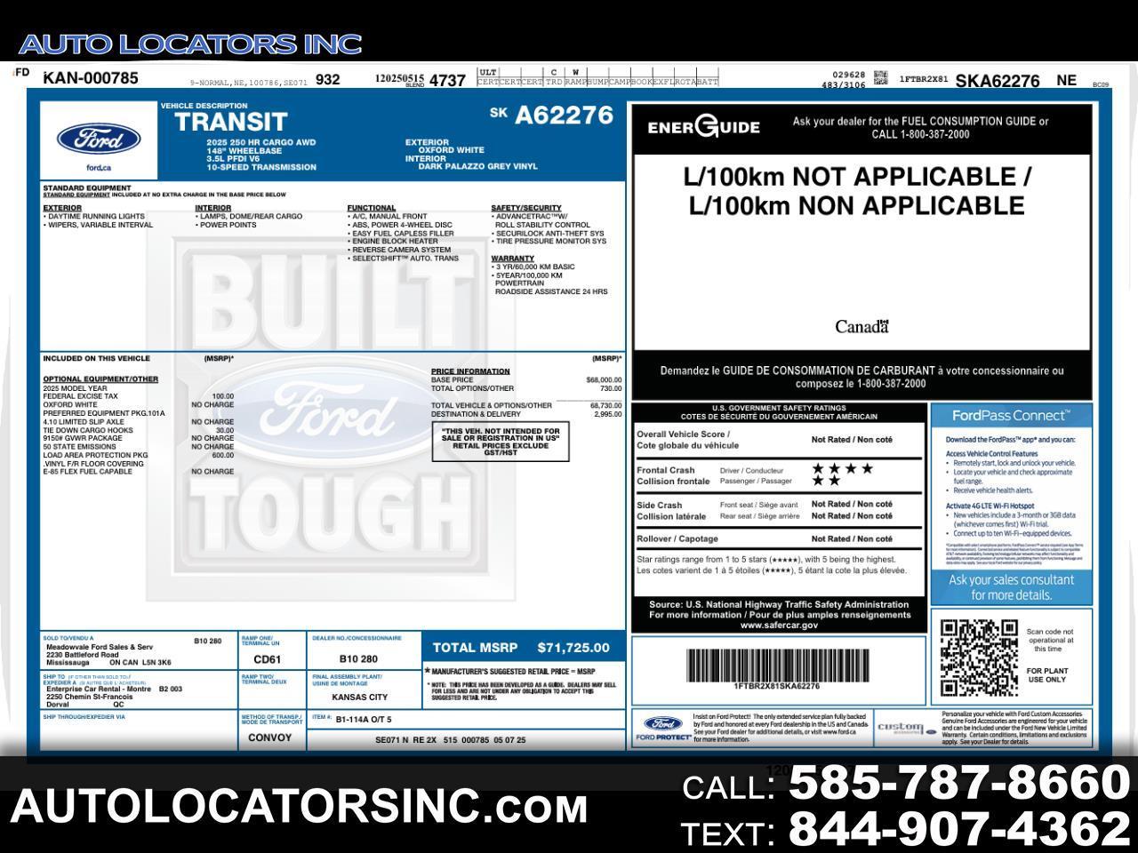 2025 Ford Transit 250 Van High Roof w/Sliding Pass. 148-in. WB