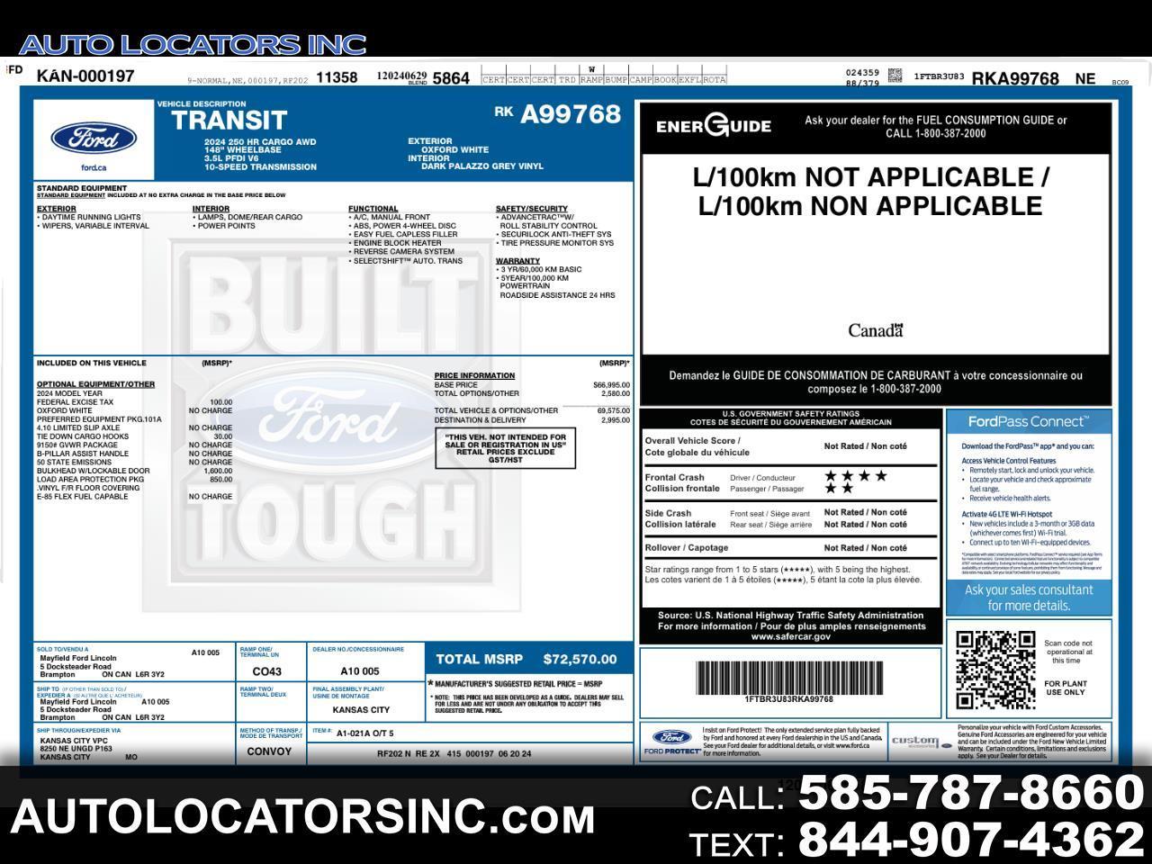 2024 Ford Transit 250 Van High Roof w/Sliding Pass. 148-in. WB EL