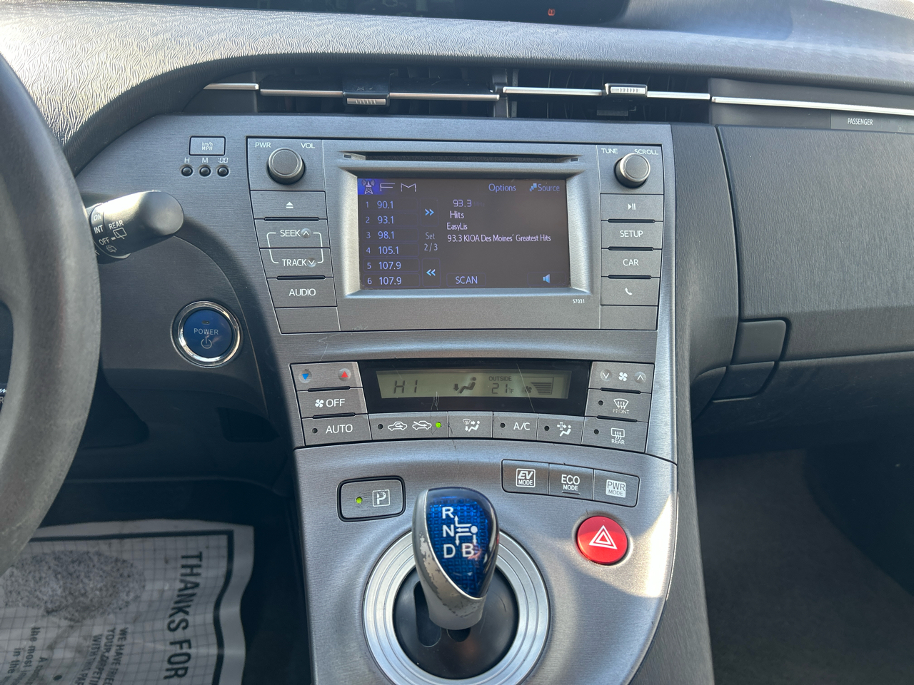 Toyota Prius 5dr HB Three (Natl) 2012