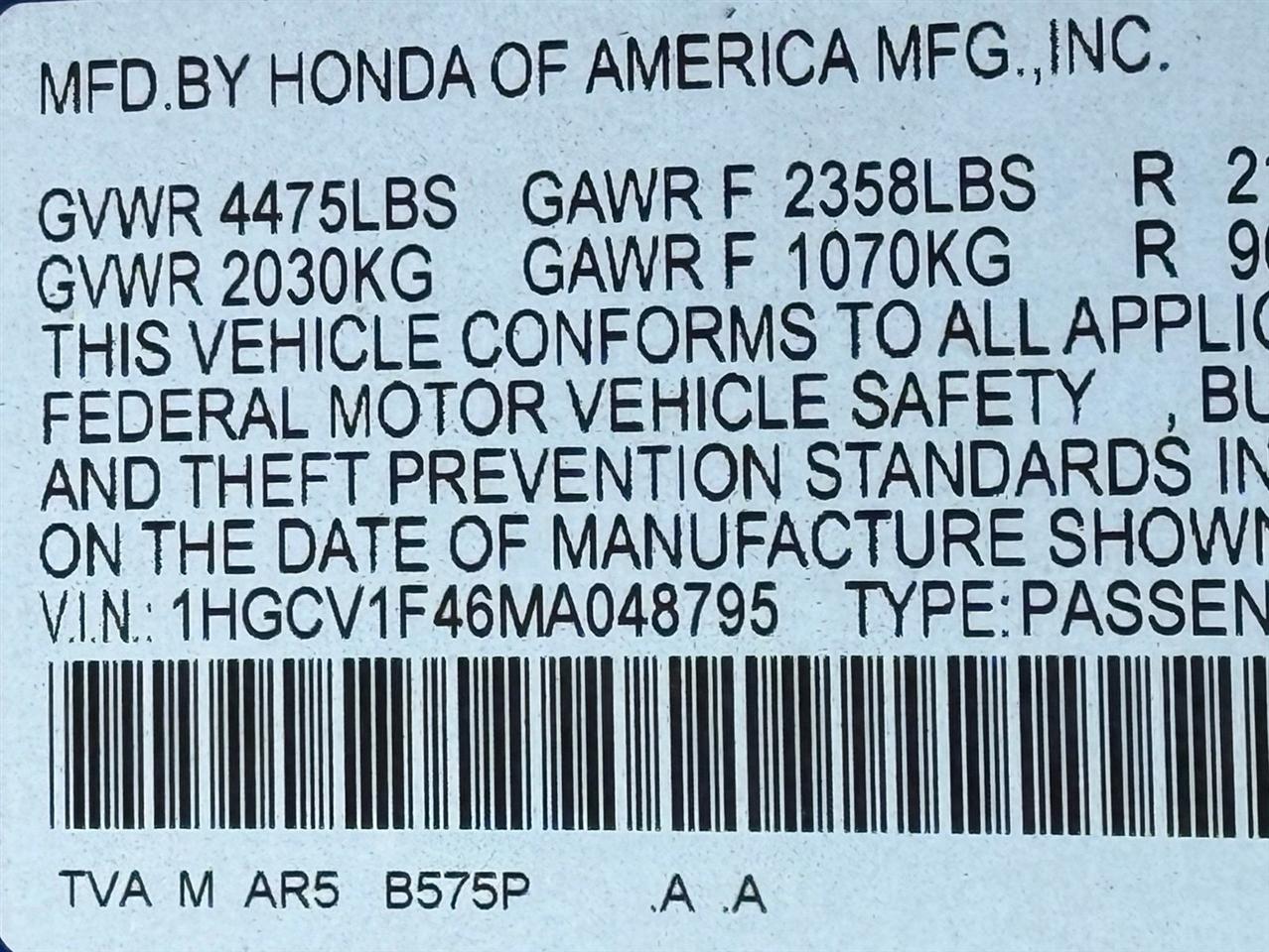 Honda Accord Sedan  2021
