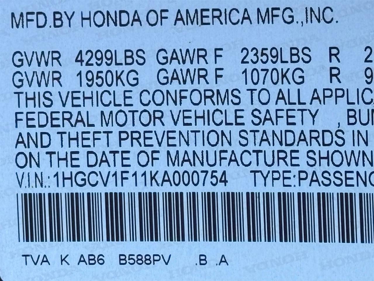 Honda Accord Sedan  2019
