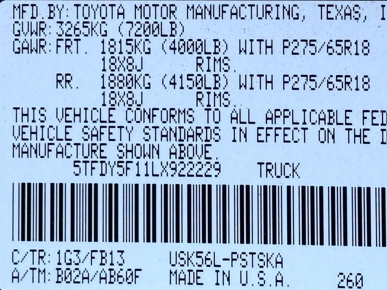 Toyota Tundra 4WD  2020