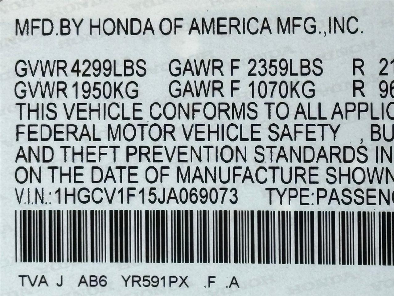 Honda Accord Sedan  2018