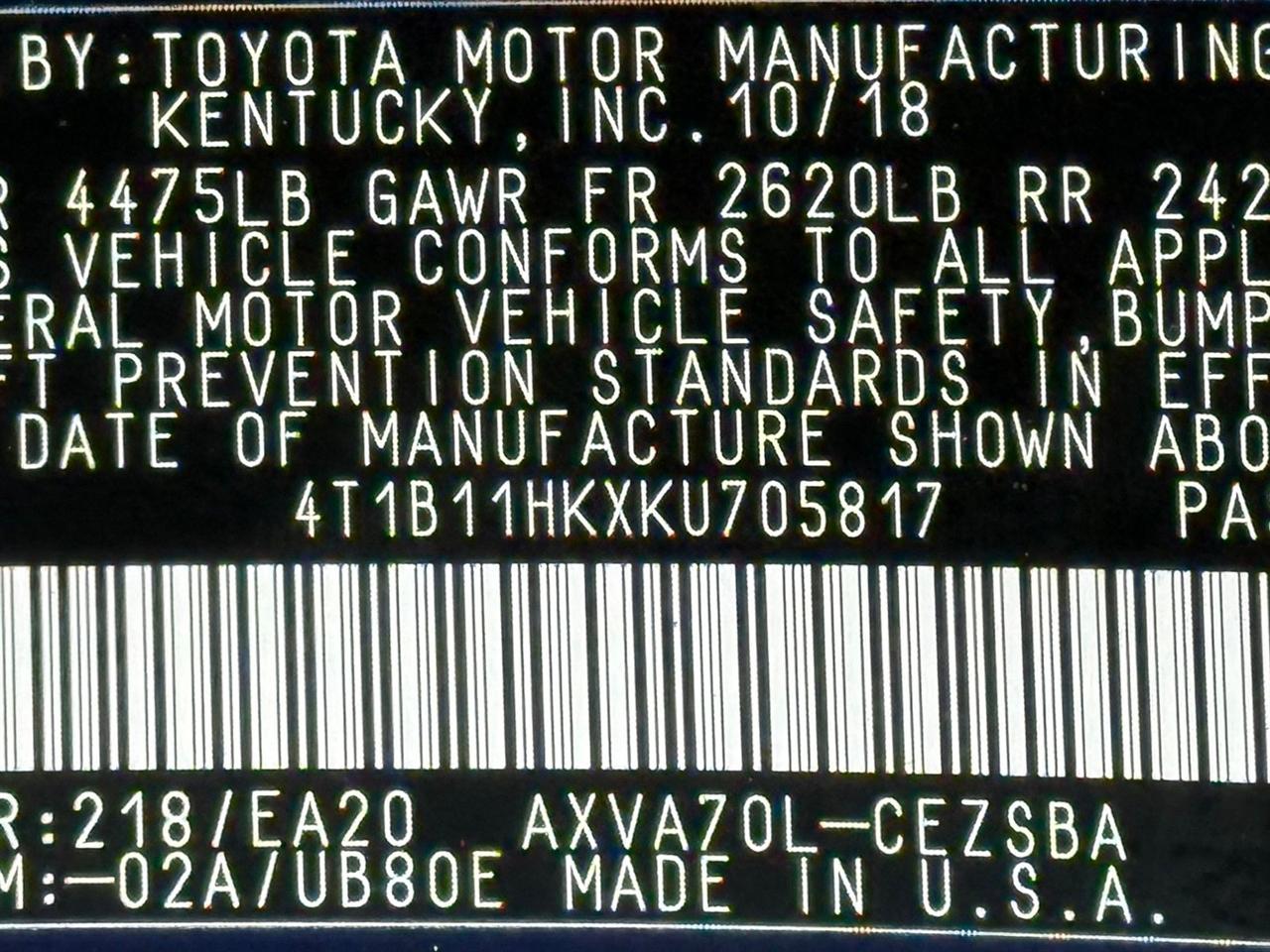 Toyota Camry  2019