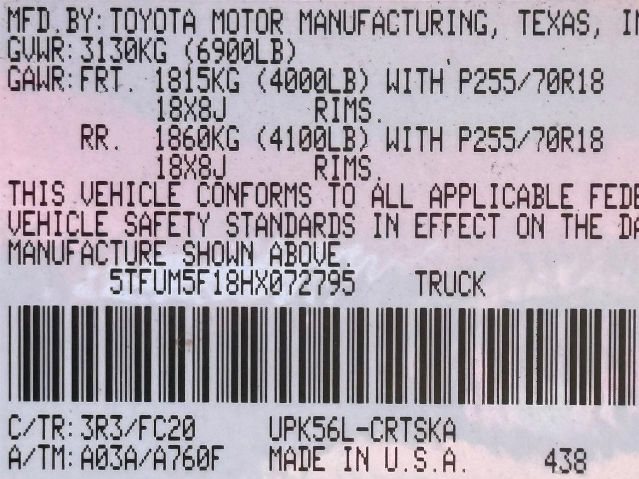 Toyota Tundra 4WD  2017