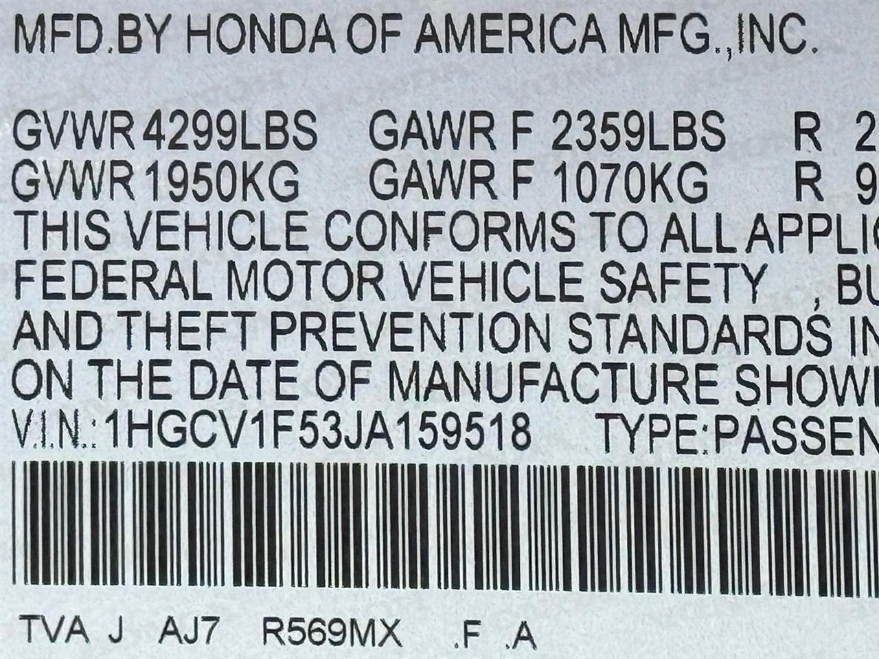 Honda Accord Sedan  2018