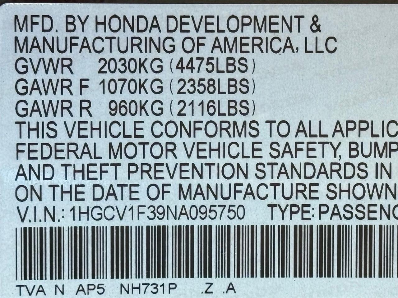 Honda Accord Sedan  2022