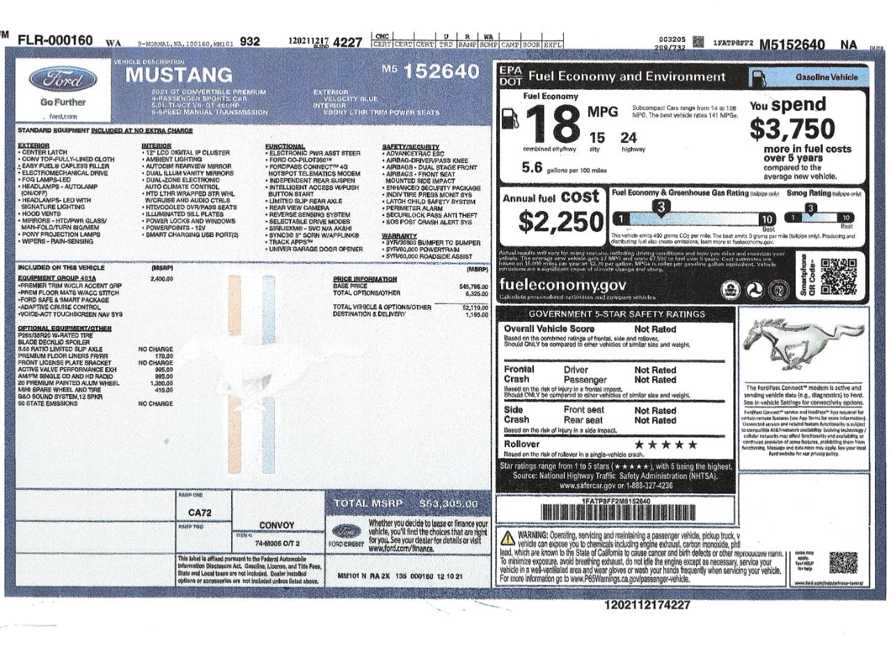 Ford Mustang GT Premium Convertible 2021
