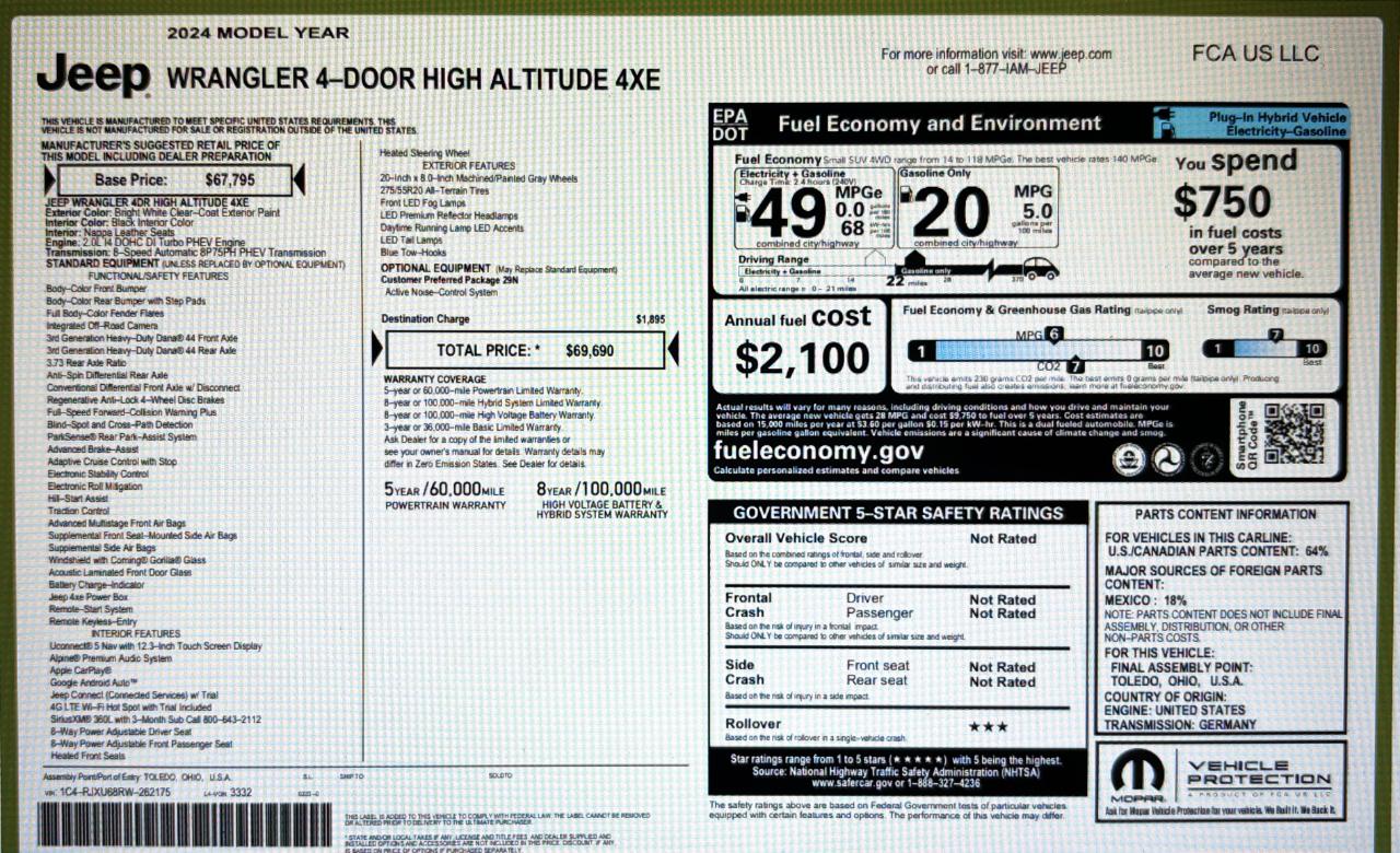 Jeep Wrangler 4xe High Altitude 4x4 2024