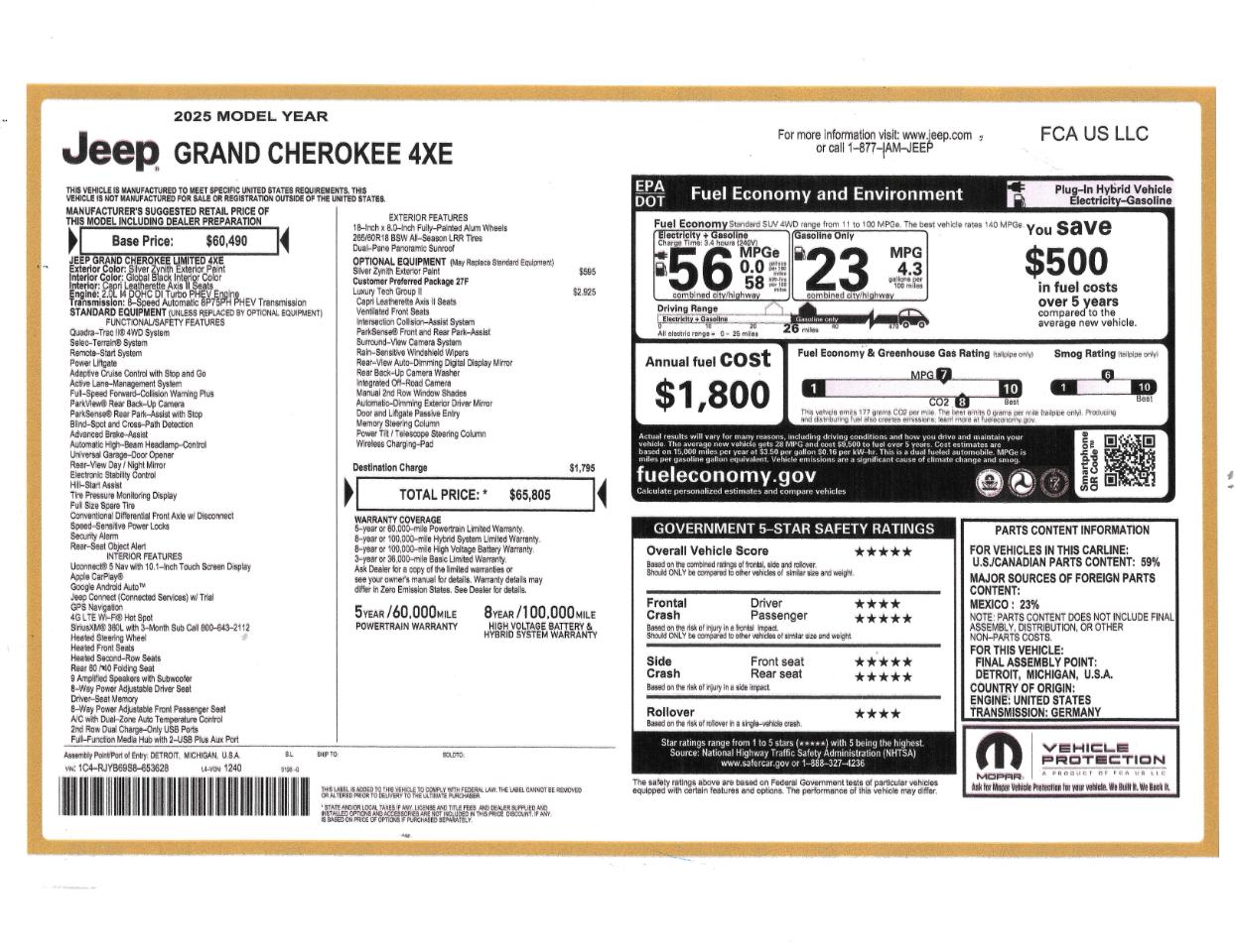 Jeep Grand Cherokee 4xe 4x4 2025