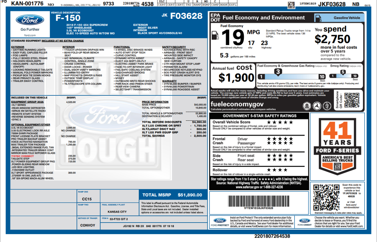 Ford F-150 XLT SuperCrew 5.5-ft. Bed 4WD 2018