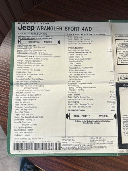 Jeep Wrangler Sport 2000