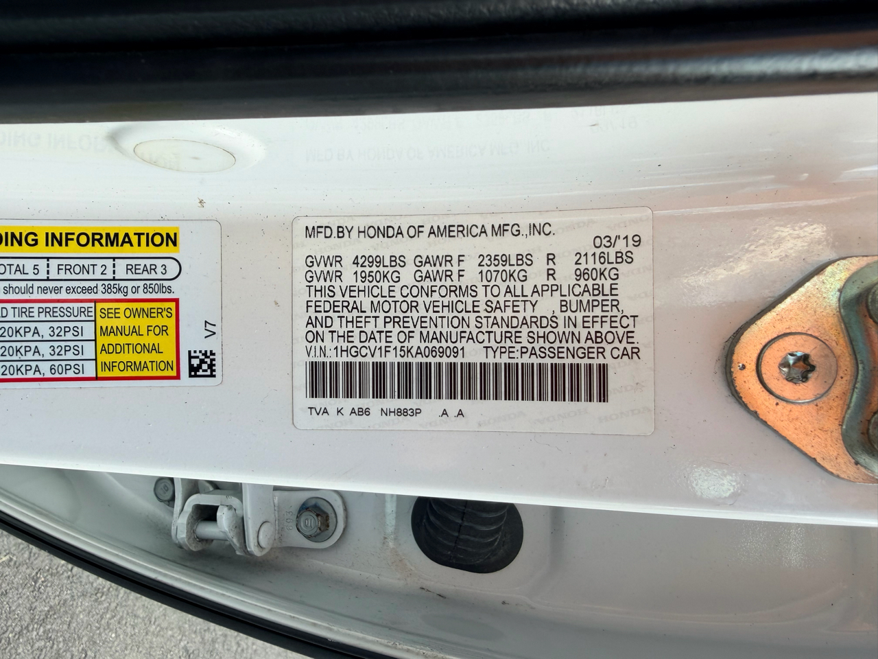 Honda Accord Sedan LX 1.5T CVT 2019 Honda Accord Sedan LX 1.5T CVT 2019