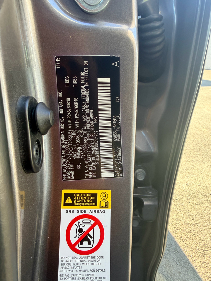 Toyota Highlander AWD 4dr V6 XLE (Natl) 2016