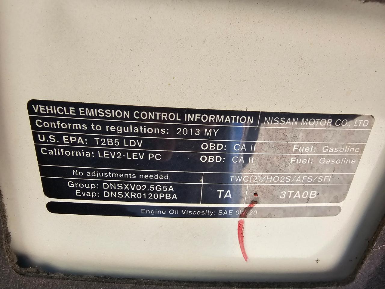 Nissan Altima 4dr Sdn I4 2.5 SL 2013