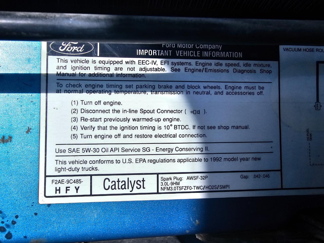 Ford Ranger Styleside 108" WB 1992