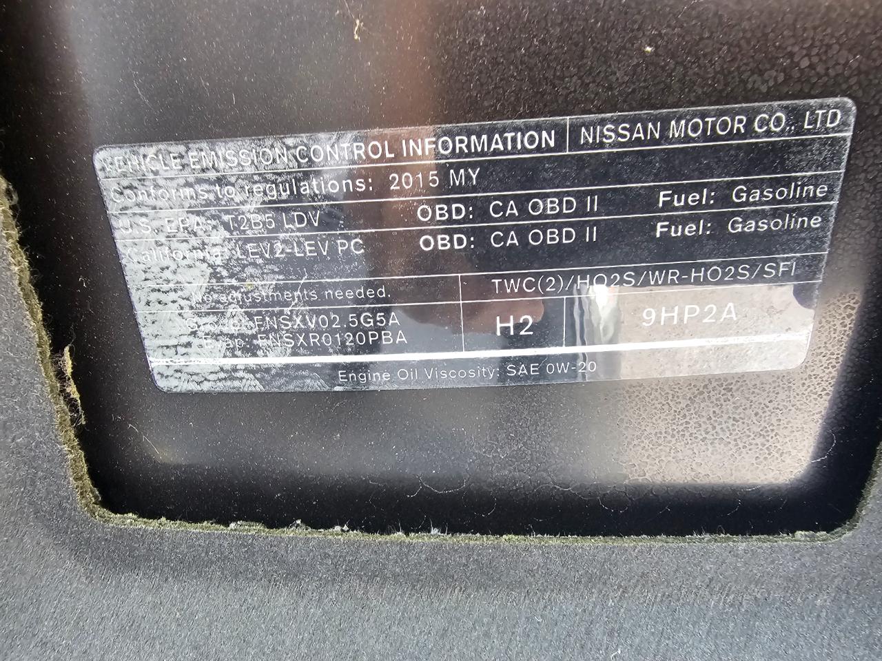 Nissan Altima 4dr Sdn I4 2.5 S 2015