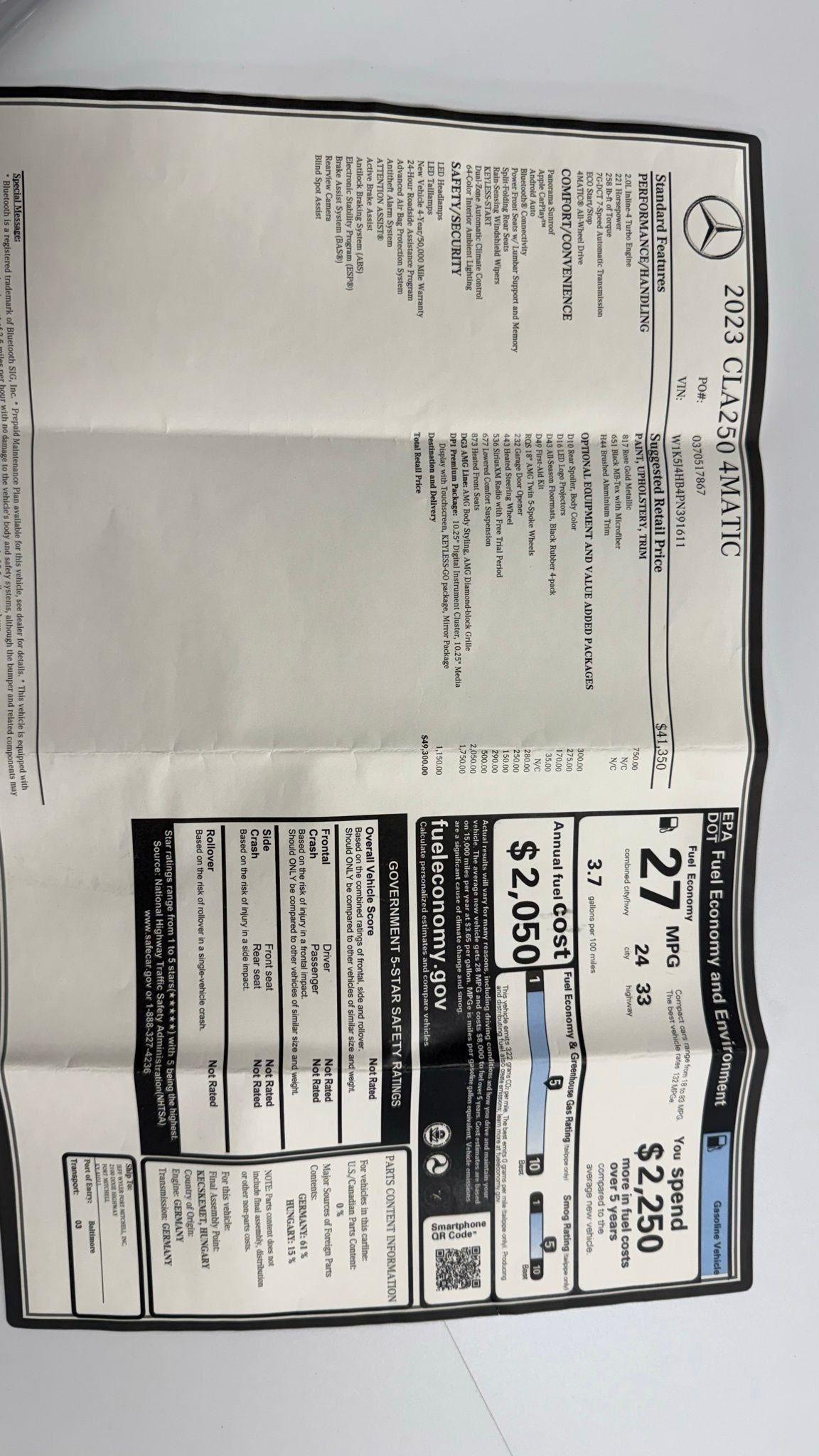 Mercedes-Benz CLA-Class CLA250 4MATIC 2023