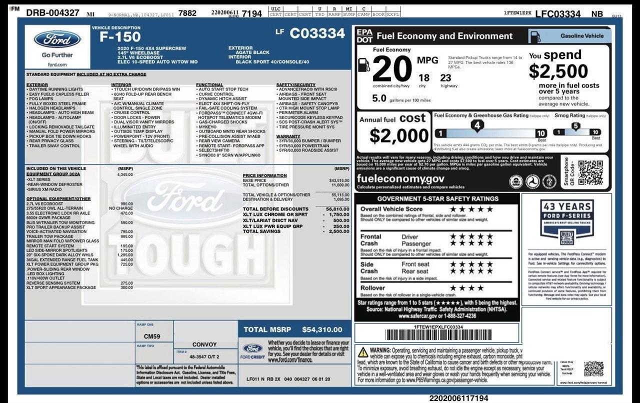 Ford F-150 XLT SuperCrew 6.5-ft. Bed 4WD 2020