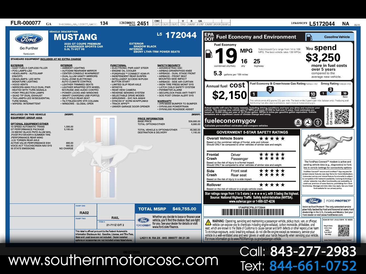 2020 Ford Mustang GT Premium w/GT Performance Package