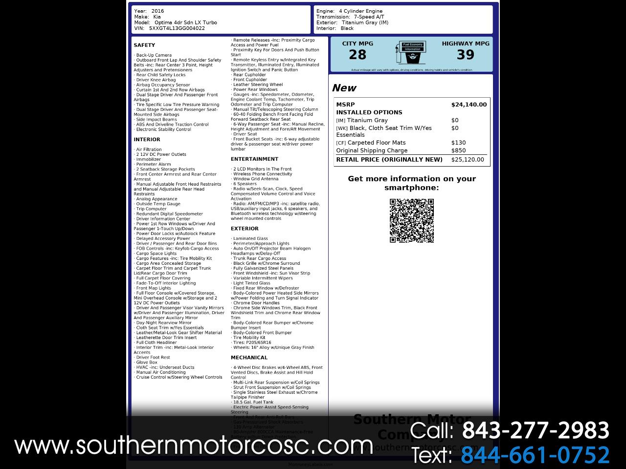 2016 Kia Optima LX Turbo