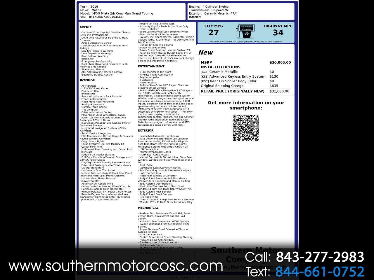 2016 Mazda MX-5 Miata 2dr Conv Man Grand Touring