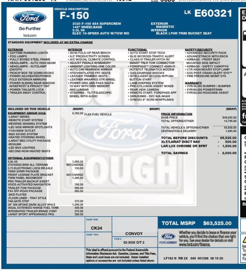 Ford F-150 Lariat 4WD SuperCrew 5.5' Box 2020
