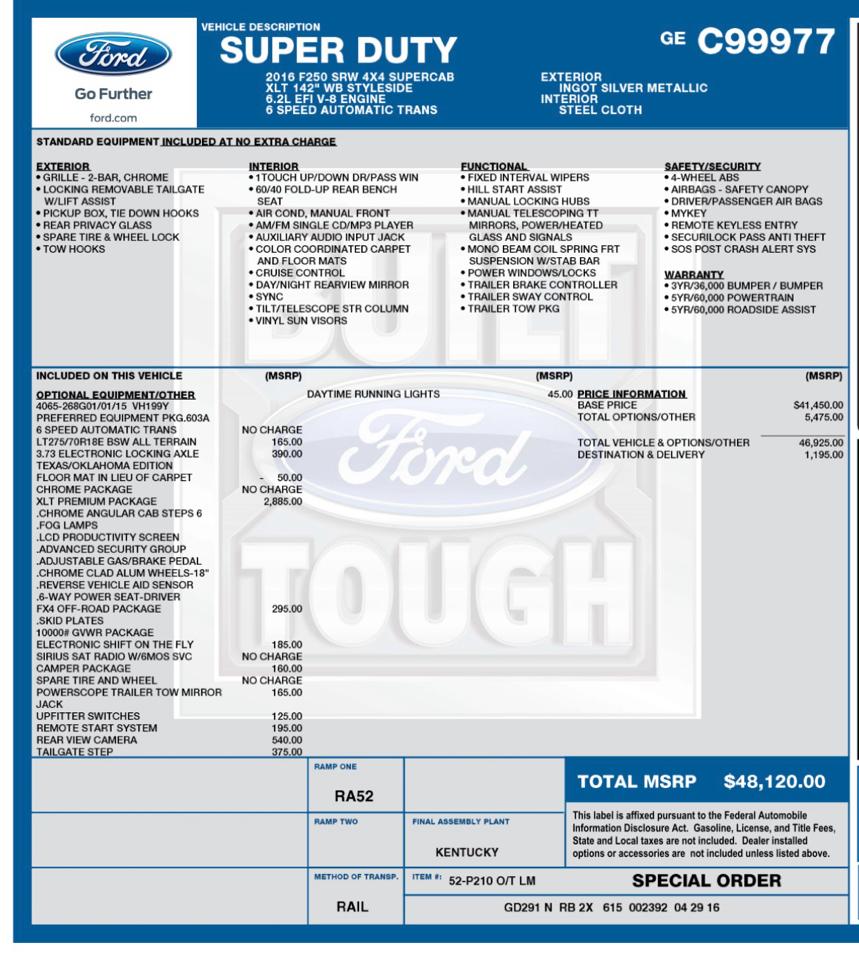 Ford Super Duty F-250 SRW 4WD SuperCab 142" XLT 2016
