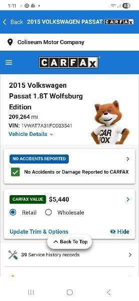 Volkswagen Passat 1.8T Wolfsburg AT 2015