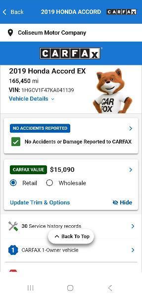 Honda Accord EX CVT 2019