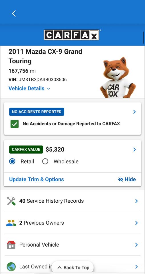 Mazda CX-9 FWD 4dr Grand Touring 2011