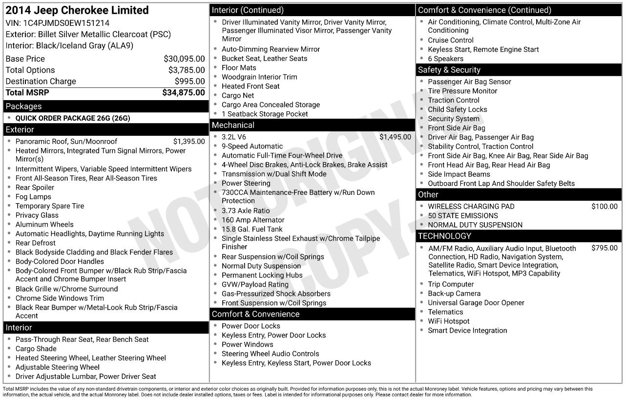 Jeep Cherokee 4WD 4dr Limited 2014