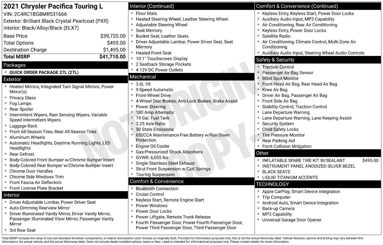 Chrysler Pacifica Touring L FWD 2021