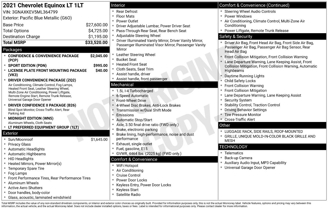 Chevrolet Equinox FWD 4dr LT w/1LT 2021