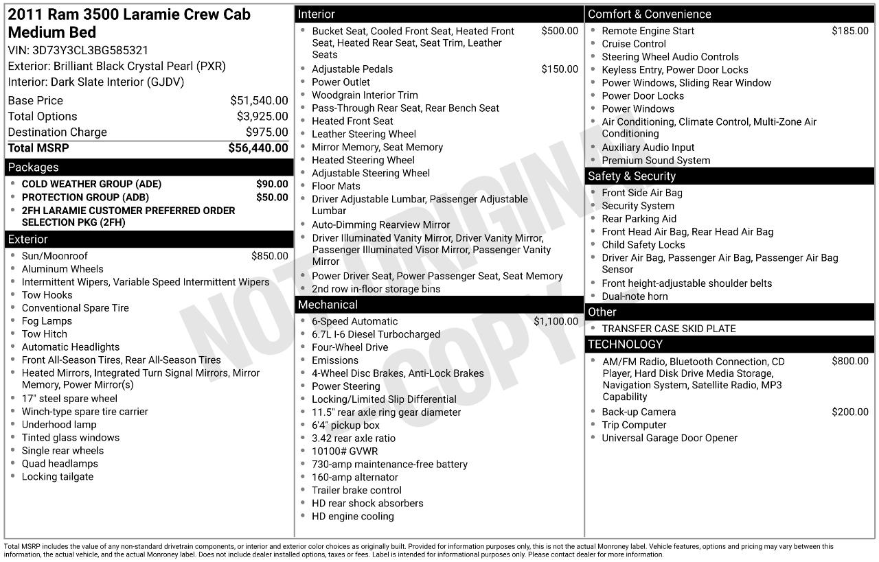 RAM 3500 4WD Crew Cab 149" Laramie 2011