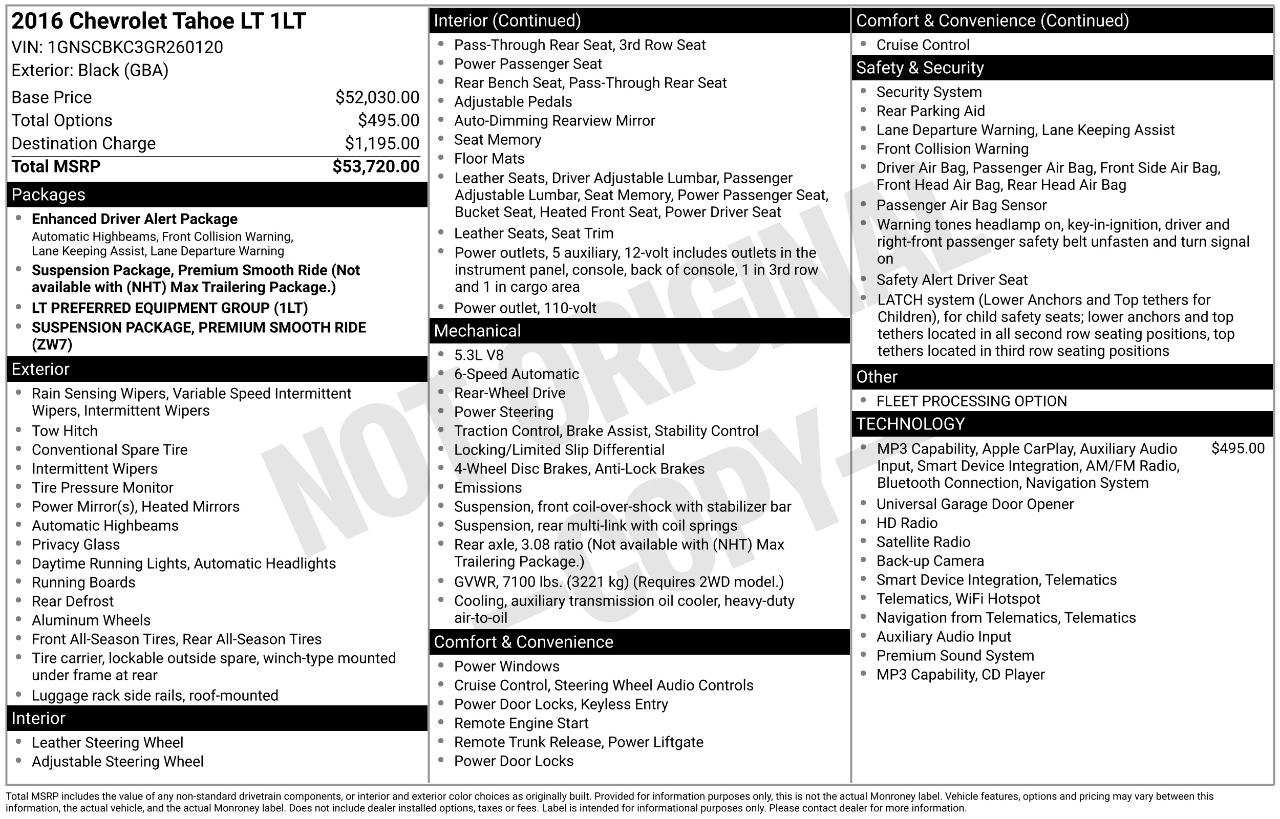 Chevrolet Tahoe 2WD 4dr LT 2016